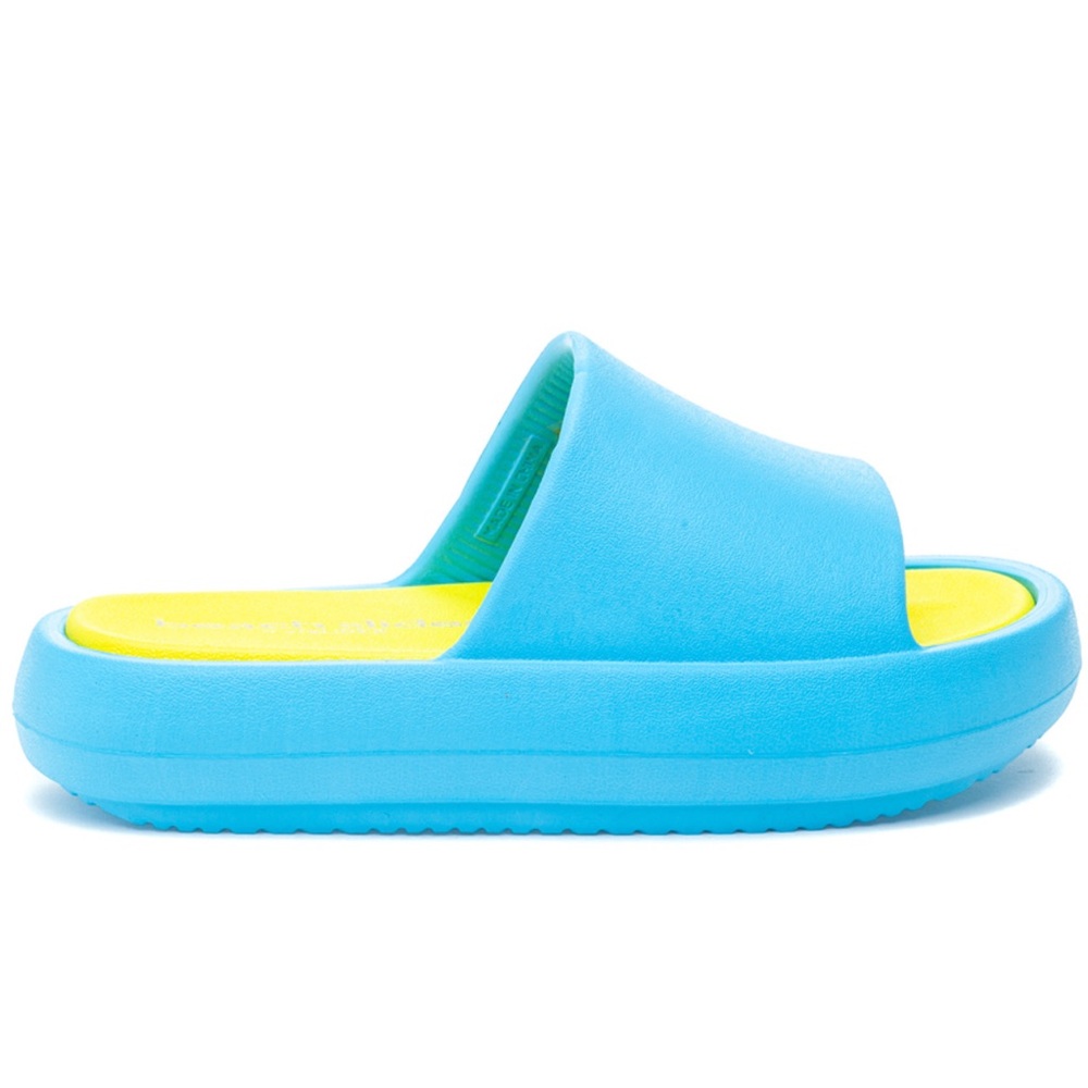 New J /Slides beach slides turquoise yellow EVA‎ squish women’s size 9
